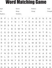 Fruits word matching game exercise book