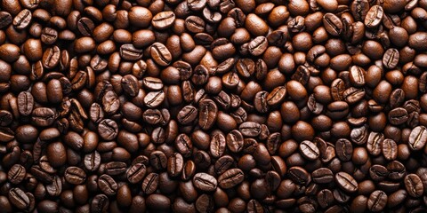 Fototapeta premium Overhead view of backdrop representing halves of dark brown coffee beans with pleasant scent