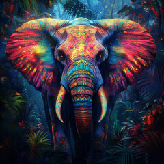 Obraz premium colorful elephant in the night