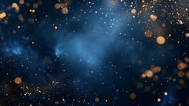 Abstract blue background with particles, lines and bokeh