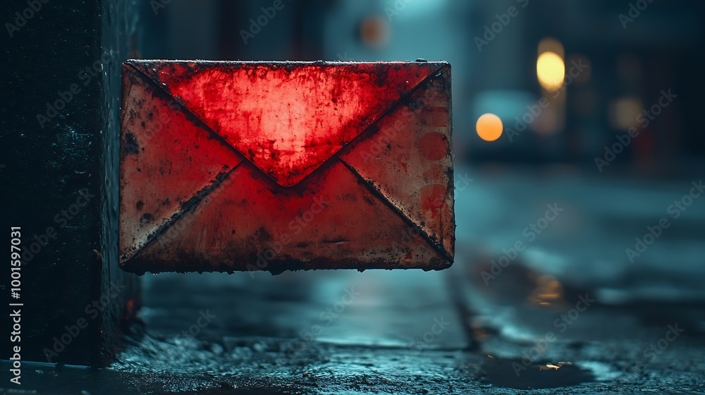 Poster Alert Email inbox and spam virus with warning caution for notification on internet letter security protect junk and trash mail and compromised information : Generative AI