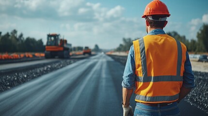 civil engineer managing road construction work and inspecting the expressway project, ensuring safe and efficient infrastructure development with detailed project supervision