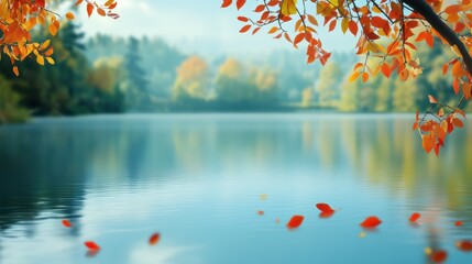 Tranquil Autumn Lake with Colorful Reflections