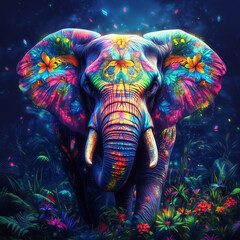 Obraz premium colorful elephant in the night