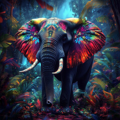 Obraz premium colorful elephant in the night