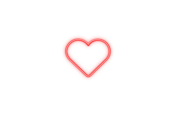 Glow red neon heart, symbol of love on transparent Background, easy to add to your design. heart shaped cookie. red neon light
