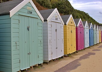 Row of beach huts on the coast
