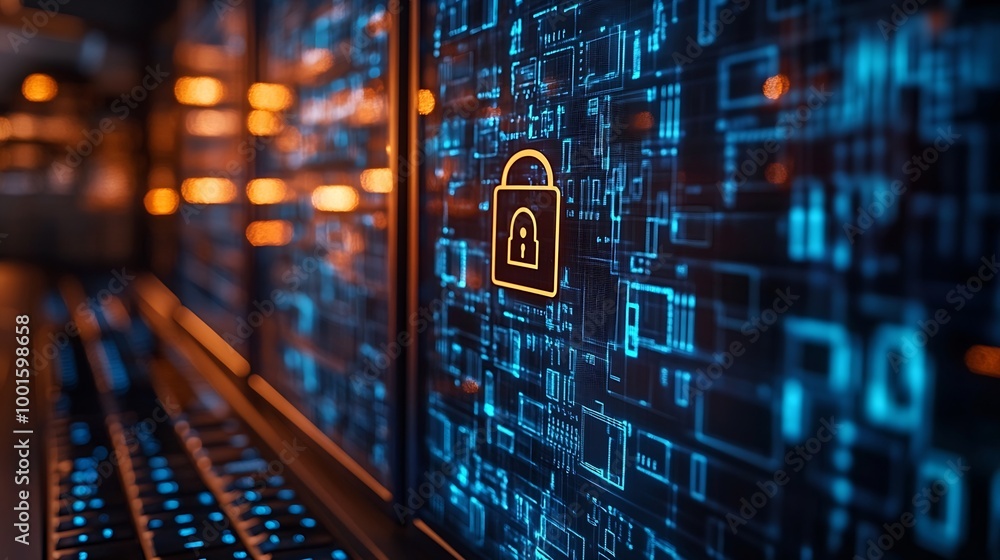 Fototapete Cyber security network privacy data protection concept Computer programmer team with network security system software development data encryption innovation cybersecurity technology ba : Generative AI