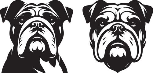 Bulldog head vector art, illustration, Bulldog head silhouette design