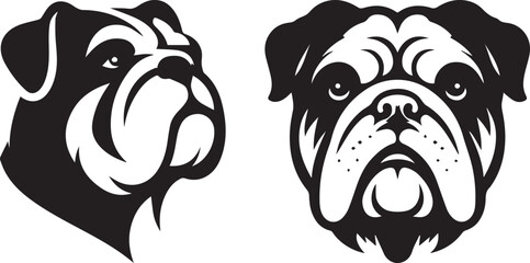Bulldog head vector art, illustration, Bulldog head silhouette design
