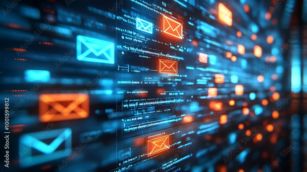 Poster Computer Monitor screen concept of inbox email : Generative AI