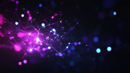 Abstract Neon Lights with Lines and Dots