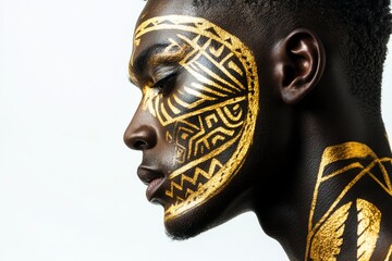 Profile Portrait with Gold and Black Face Paint
