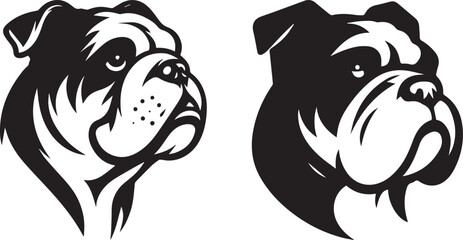 Bulldog head vector art, illustration, Bulldog head silhouette design