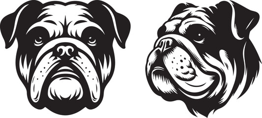 Bulldog head vector art, illustration, Bulldog head silhouette design