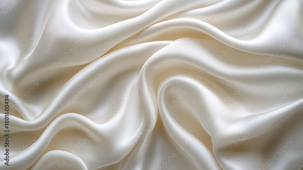 Poster abstract white satin silky cloth for background fabric textile drape with crease wavy foldswith soft