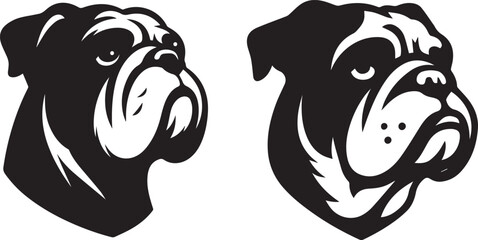 Bulldog head vector art, illustration, Bulldog head silhouette design