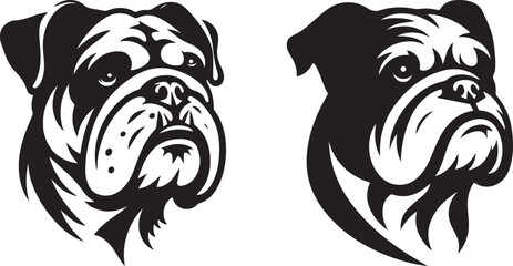 Bulldog head vector art, illustration, Bulldog head silhouette design