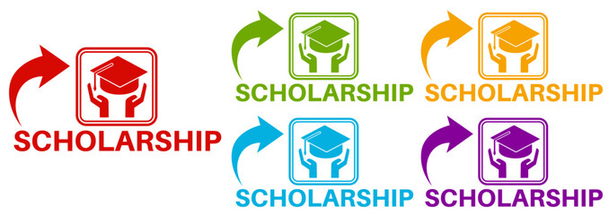 set elegant badge scholarship sign icon. Education subsidy symbol deign template vector illustration