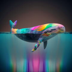 Obraz premium Experience the beauty of a multicolor whale spectral through Animal Kingdom Prints