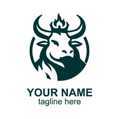 a green and white logo with a bull ' s head on it.
