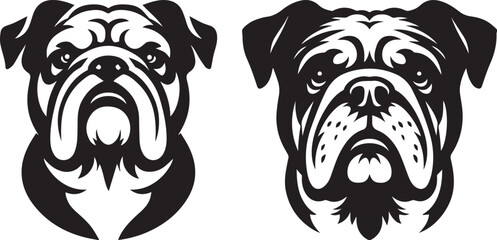 Bulldog head vector art, illustration, Bulldog head silhouette design