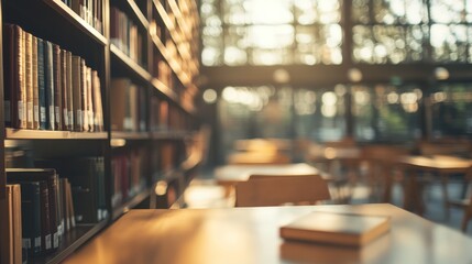 Blurred public library interior composition background 