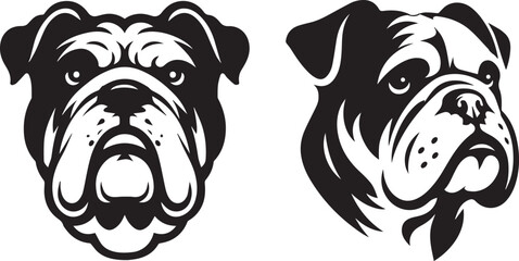 Bulldog head vector art, illustration, Bulldog head silhouette design