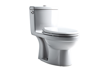 white flush toilet isolated on transparent background