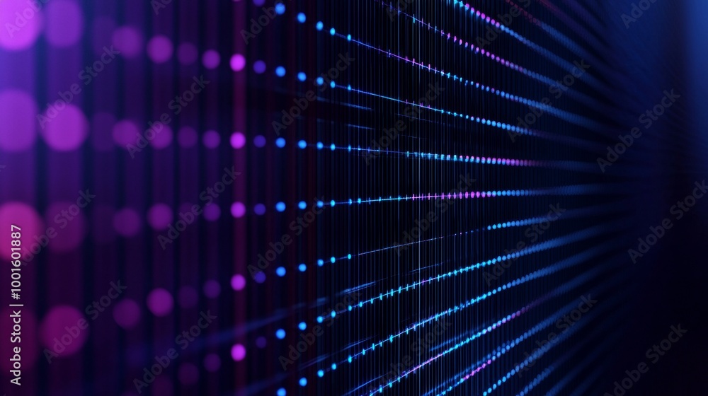Poster abstract background with lines and dots forming and connecting, creating a technological sense of de