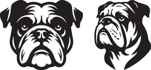 Bulldog head vector art, illustration, Bulldog head silhouette design