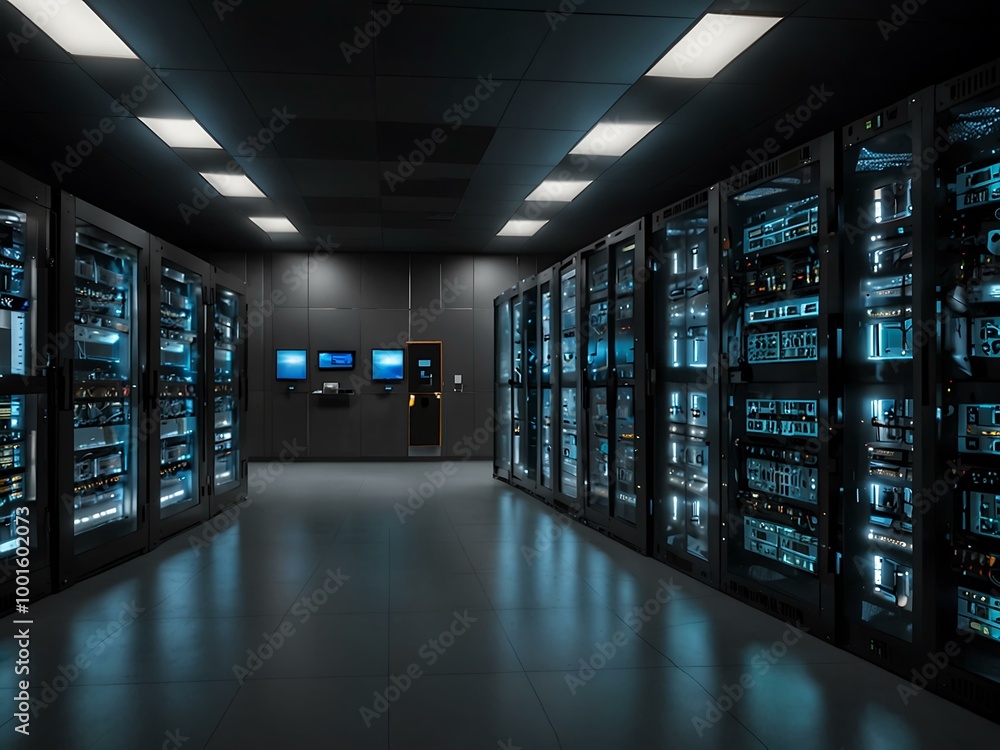 Poster high-tech data center with advanced digital infrastructure.