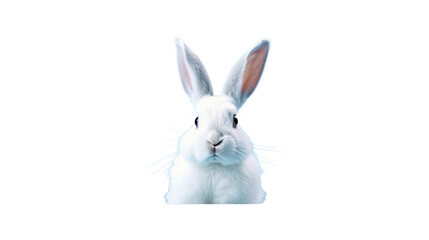 Obraz premium White rabbit ear on soft blue backdrop. Easter vibes isolated on transparent background