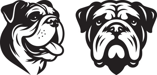 Bulldog head vector art, illustration, Bulldog head silhouette design