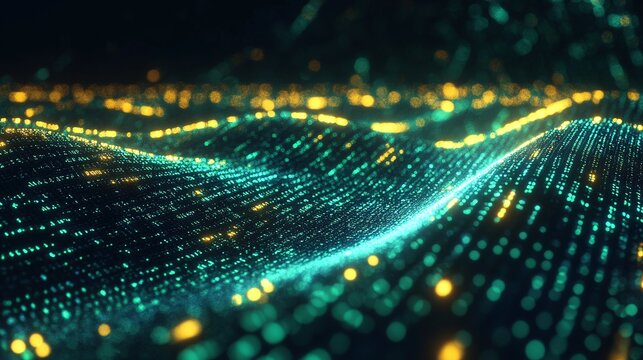 3d binary code matrix rendering, showcasing the overwhelming data flood and complex connectivity defining the digital age, with an emphasis on technology and innovation