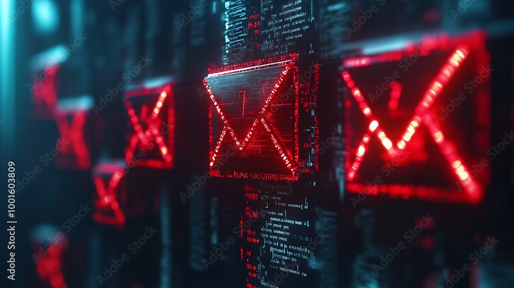 Poster threat phishing malicious danger hack warning mail thief scam alert safety letter technology online 