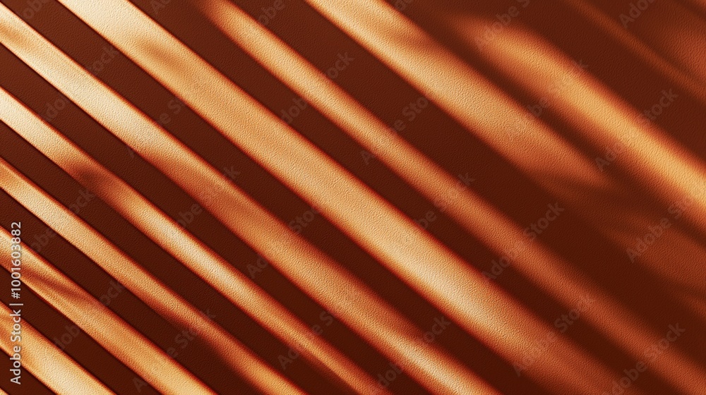 Poster diagonal lines of light and shadow are cast on an orange wall, creating an abstract background with 