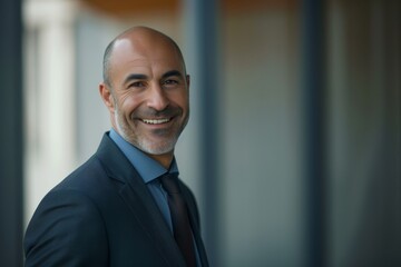 Fototapeta premium Confident Businessman Portrait: Smiling and Successful