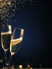 Flyer Champagne glasses toasting with confetti, celebrating a festive occasion, AI generated