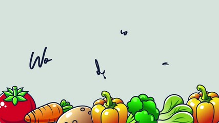 Simple concept of animated vegetable cartoon for world vegetarian day 