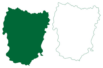 Shamli district (Uttar Pradesh State, Republic of India) map vector illustration, scribble sketch Shamli map
