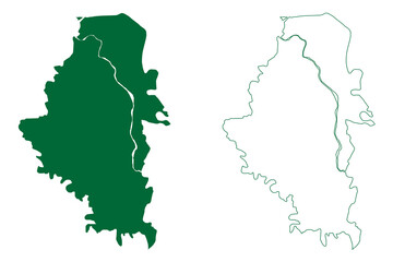 Fototapeta premium Sheohar district (Bihar State, Tirhut division, Republic of India) map vector illustration, scribble sketch Sheohar map