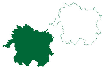 Shivpuri district (Madhya Pradesh State, Gwalior division, Republic of India) map vector illustration, scribble sketch Shivpuri map
