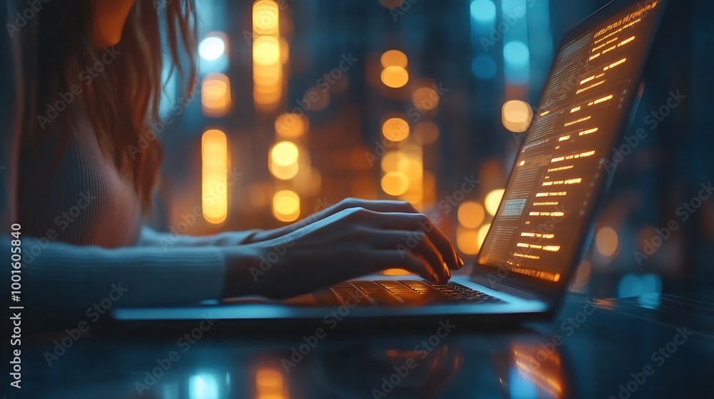 Aufkleber Cyber security internet and Personal online systems high security login screen concept Business women use laptop login to Personal data online secure access to users personal informati : Generative AI
