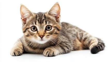 Obraz premium Cat isolated on white background composition