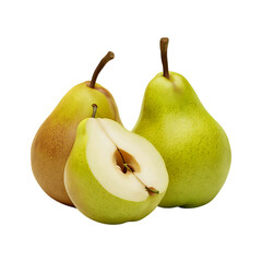 Fresh green pear fruit isolated on a transparent background by AI generative