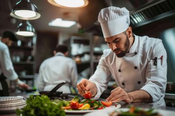 A chef is preparing food in a kitchen, generative ai image