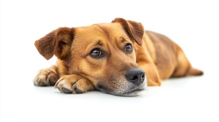 Obraz premium Dog isolated on white background composition