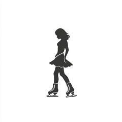 Figure Skater Silhouette, Illustration Isolated On White Background