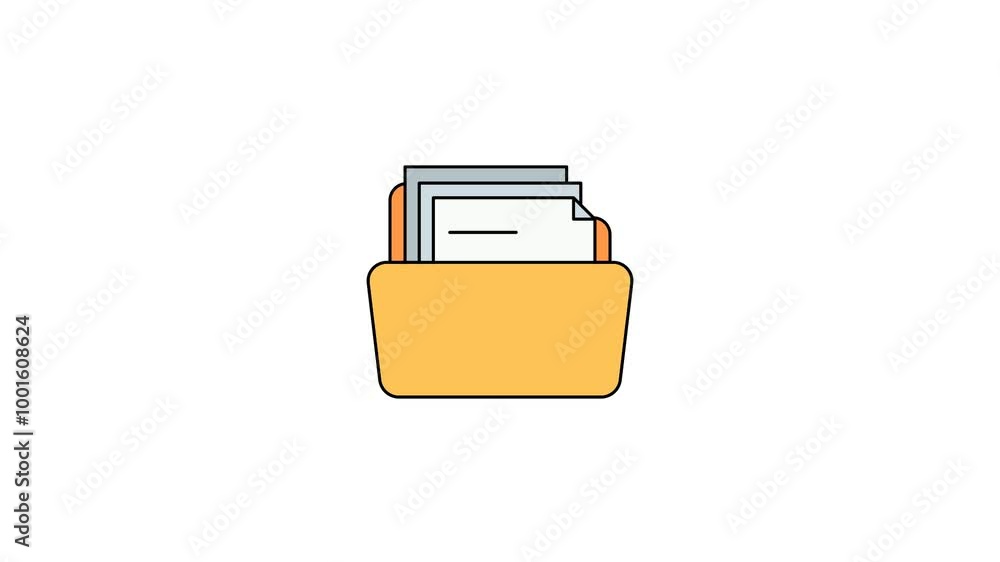 Poster animated of file folder icon motion graphic animation. business document concept icon animation